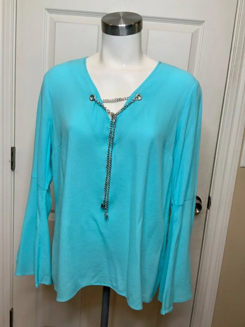 Michael Kors Light Aqua Blue Chain Link Tunic NWT, Size M